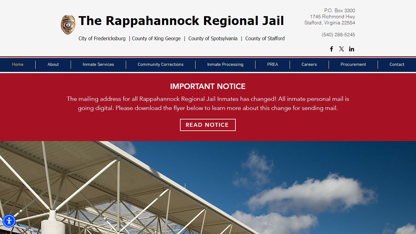 Home | Rappahannock Regional Jail | Stafford, Virginia