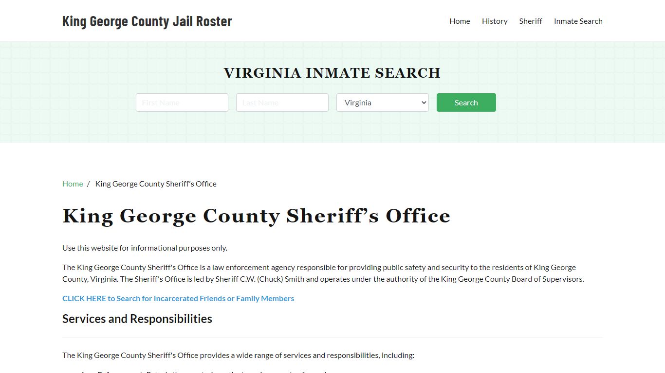 King George County Sheriff Office, VA, Arrest Warrants Search