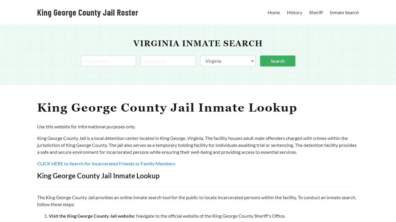 King George County Jail Roster Lookup, VA, Inmate Search